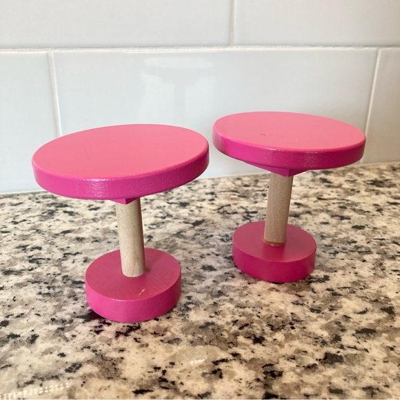 KidKraft Wooden Dollhouse Furniture Accessories Wooden Pink Tables Set of Two - Picture 1 of 4